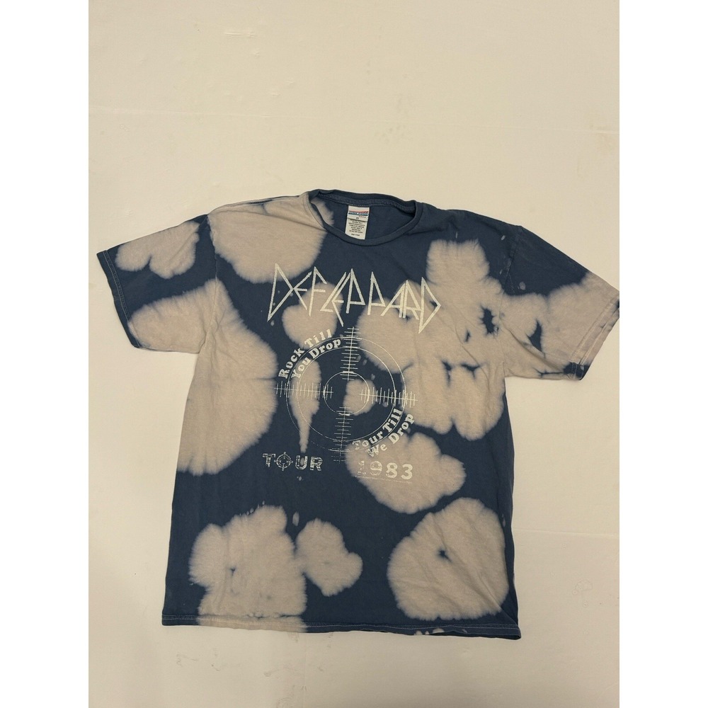 Def Leppard Junk Food T Shirt Mens Size M Multicolor Bleach Dye Short Sleeve